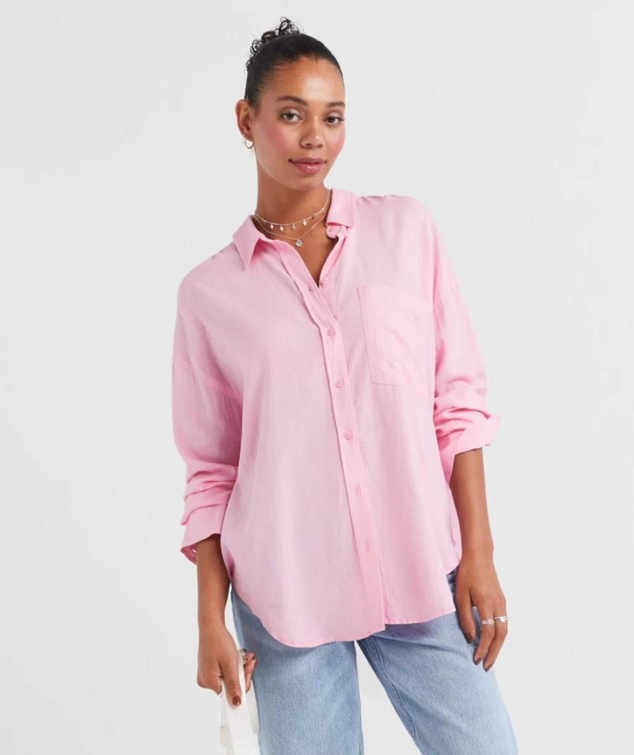 Sportsgirl Women's Oversized Linen Blend Shirt - Macy Style Casual Top