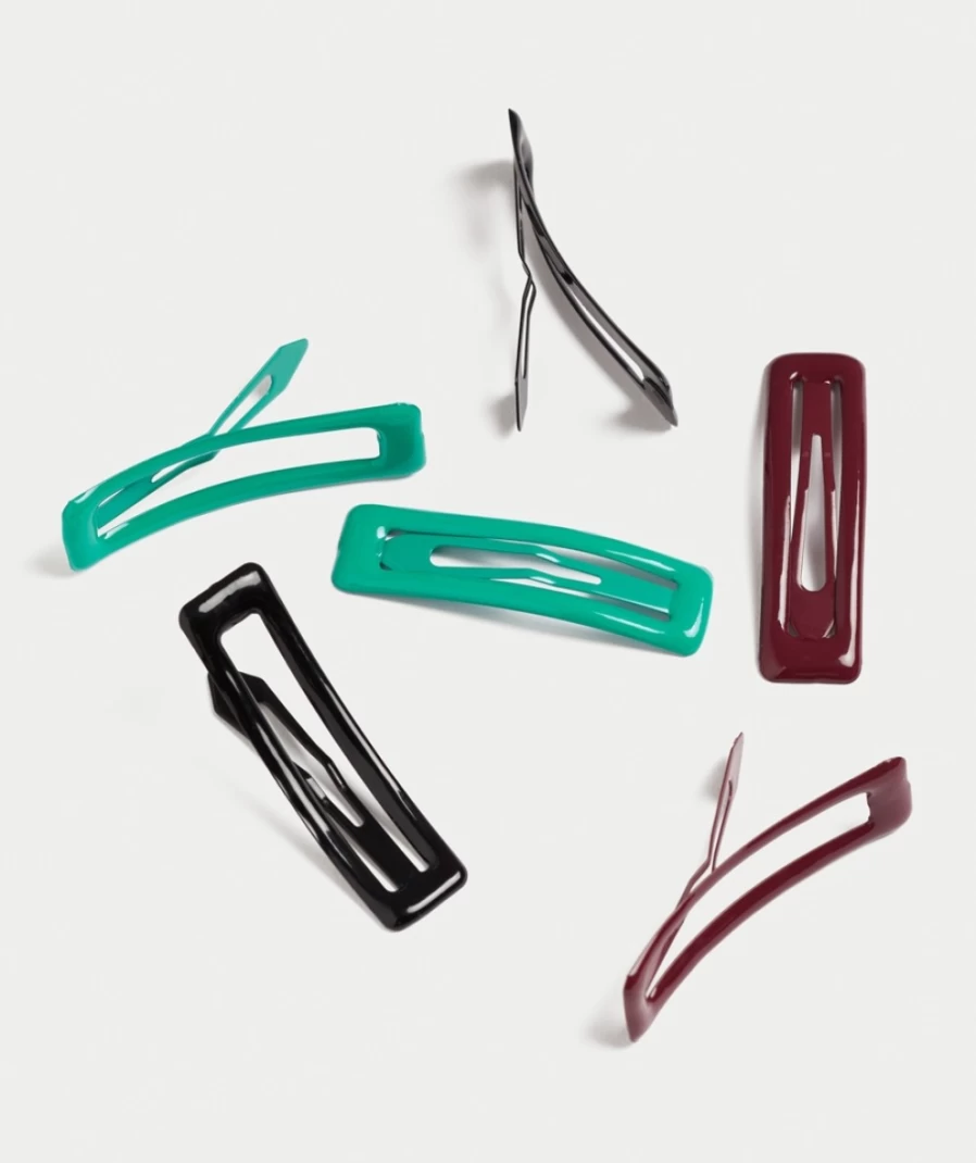 Sportsgirl Multi Color Shiny Hair Clips for Women - Dark Hair Accessories Pack