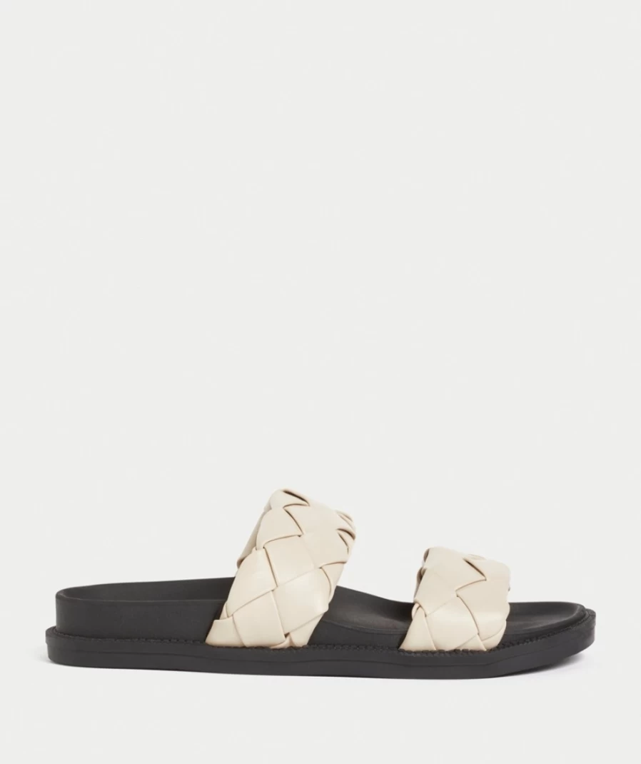 Sportsgirl Women's Ecru Woven Slide Sandals - Parker Style Comfortable Footwear