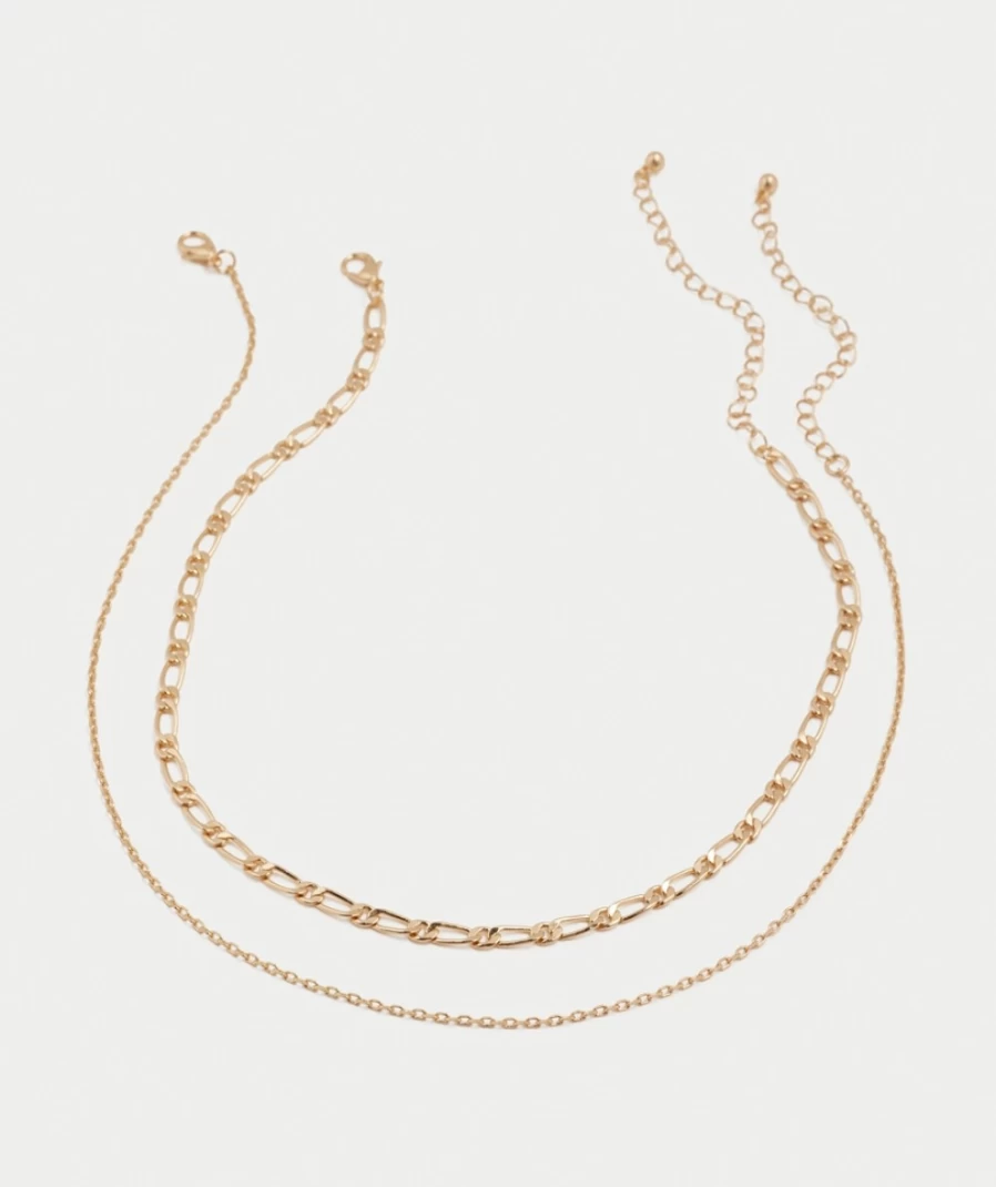 Sportsgirl Women's Gold Layering Necklace Pack - Stackable Chunky Chain Set