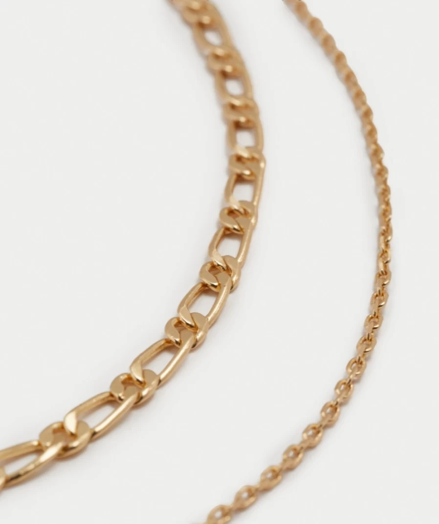 Sportsgirl Women's Gold Layering Necklace Pack - Stackable Chunky Chain Set