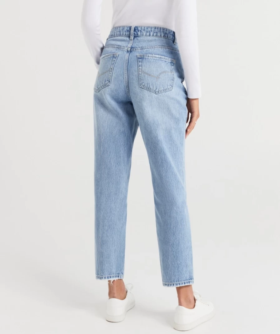 Sportsgirl Women's Retro Blue Mom Jeans - High Waist Vintage Denim Pants