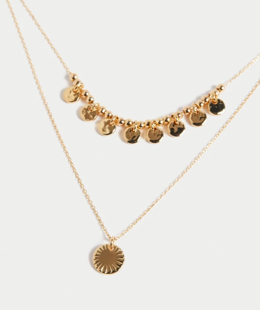 Sportsgirl Women's Gold Mini Disc Necklace Pack - Elegant Layered Chain Jewelry