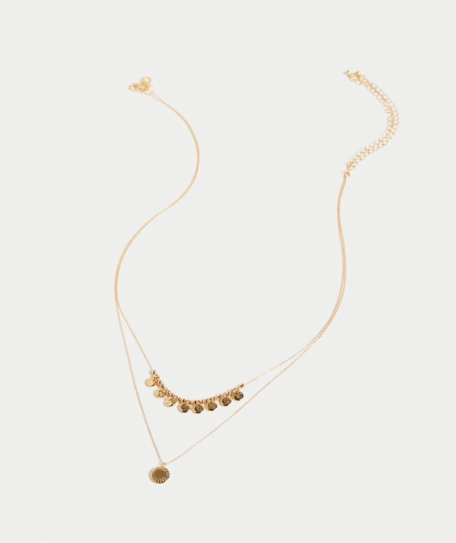 Sportsgirl Women's Gold Mini Disc Necklace Pack - Elegant Layered Chain Jewelry