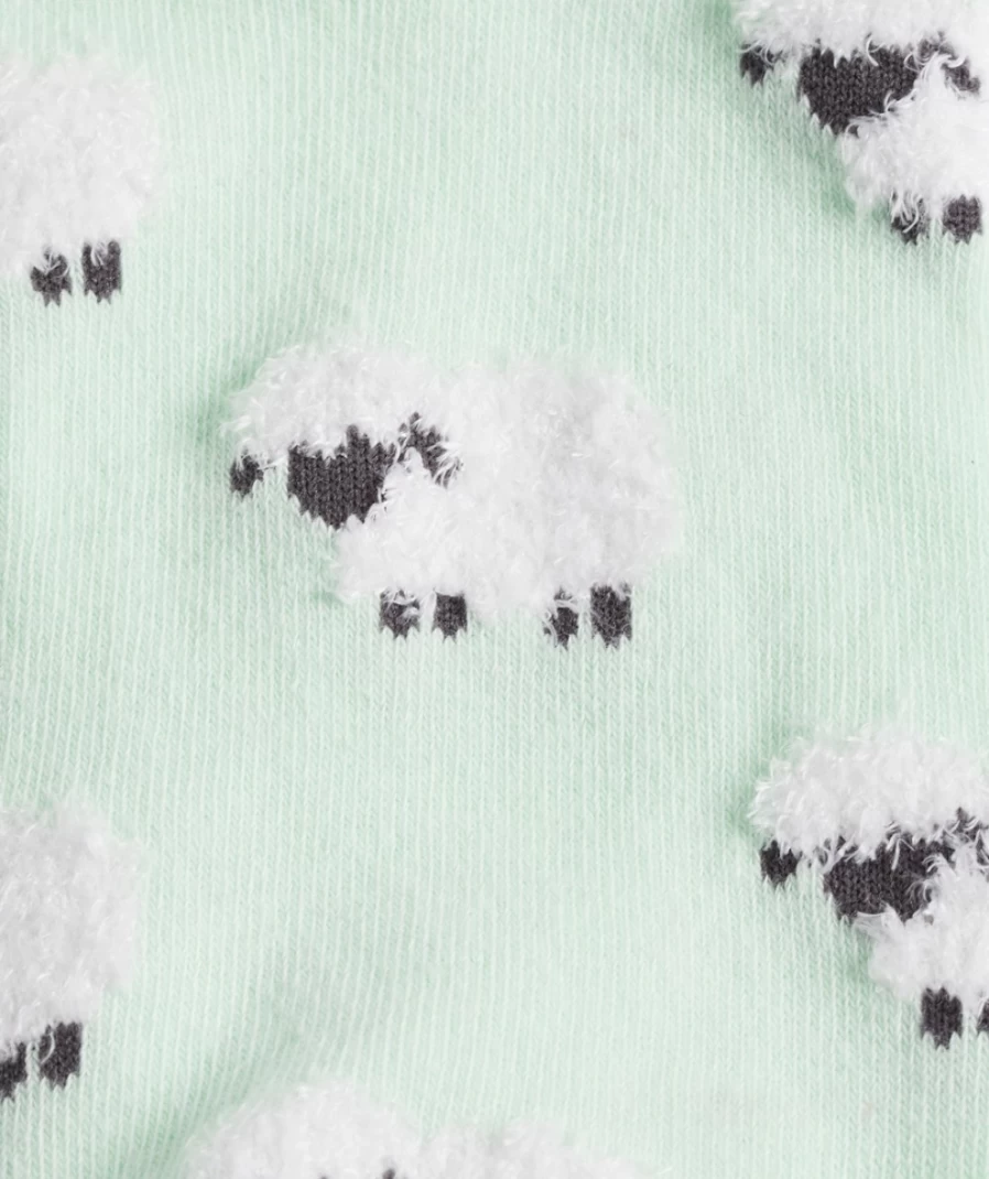 "Sportsgirl Women's Mint Fluffy Sheep Crew Socks - Cozy Knit Winter Socks"