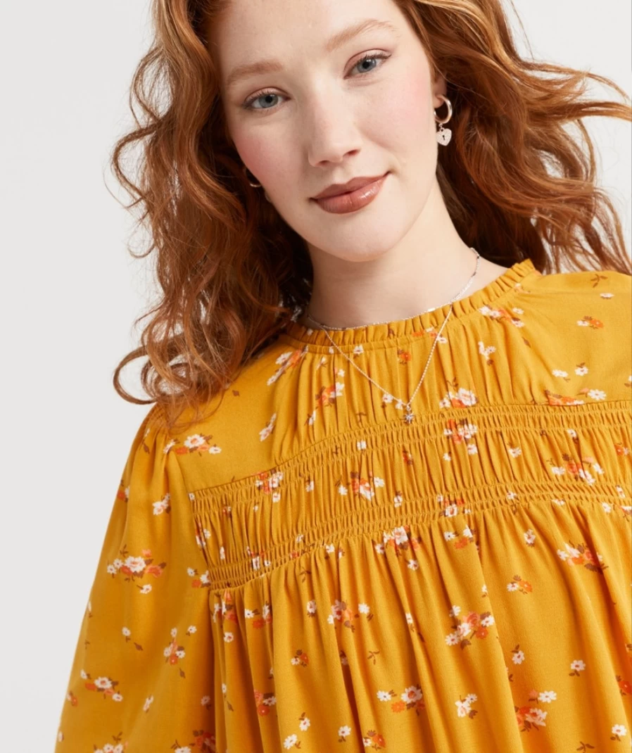 Sportsgirl Women's Floral Faith Shirred Yoke Blouse - Floral Print Top