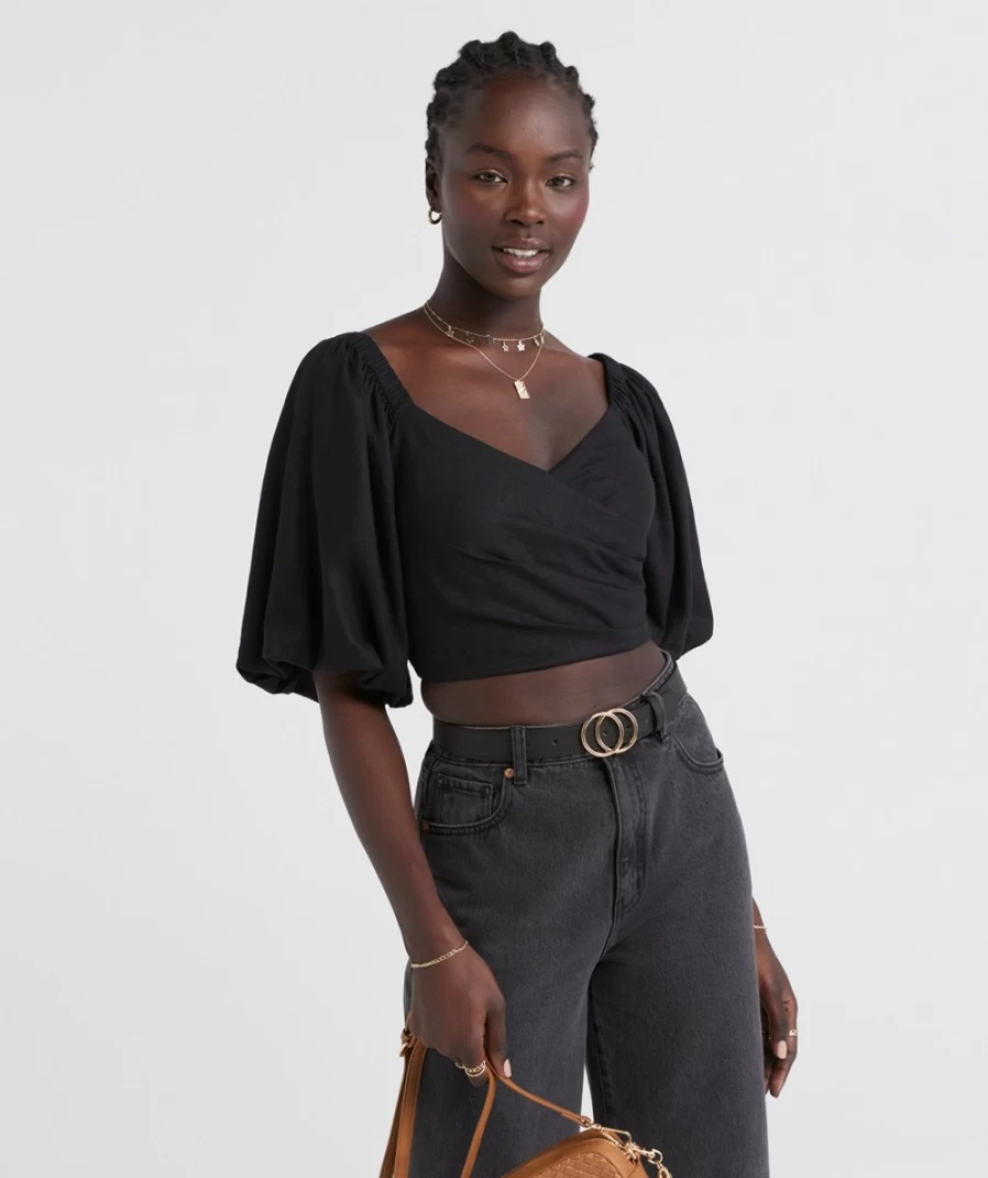 Sportsgirl Women's Gina Linen Blend Crossover Top – Comfortable & Stylish Linen Shirt