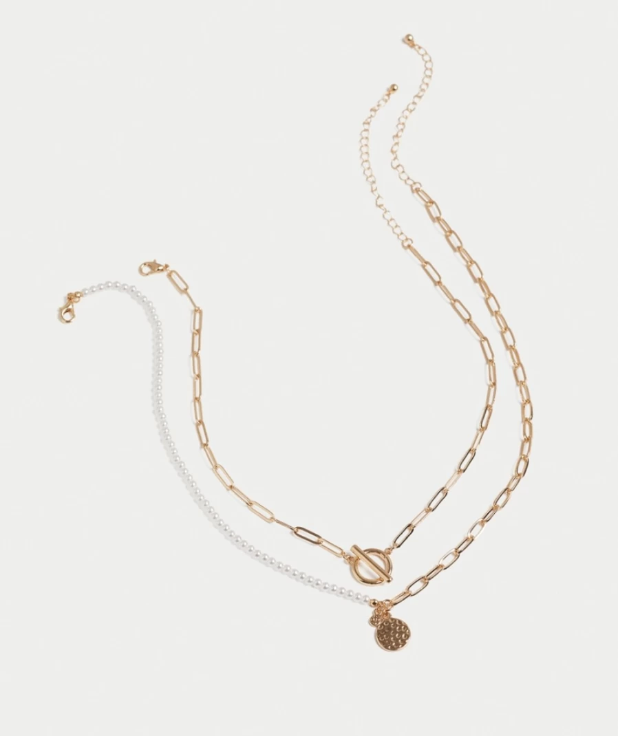 Sportsgirl Women's Gold Pearl & Chain Fob Necklace Pack