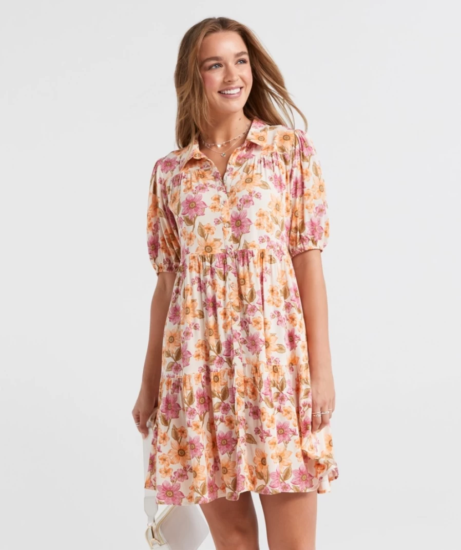 Sportsgirl Women's Floral Tiered Mini Dress - Phoebe Style Summer Casual Outfit