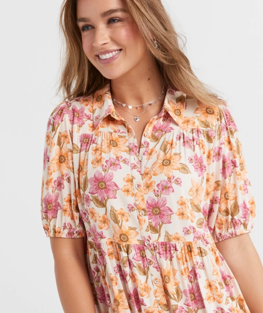 Sportsgirl Women's Floral Tiered Mini Dress - Phoebe Style Summer Casual Outfit