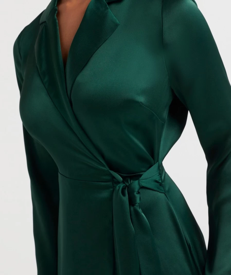 Sportsgirl Women's Forest Green Charlotte Tuxedo Satin Mini Dress