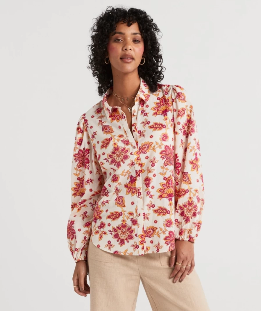Sportsgirl Women's Zaida Floral Printed Cotton Shirt - Stylish Casual Top