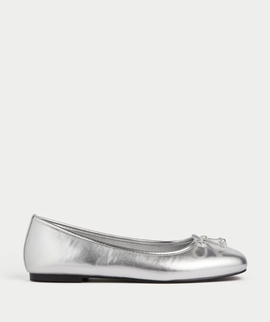 Women's Sportsgirl Silver Ballet Flats - Elegant Comfortable Slip-On Shoes