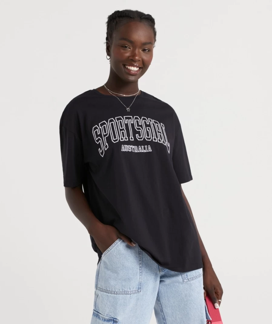"Sportsgirl Women's Rewind Vintage College Logo Boyfriend Tee"