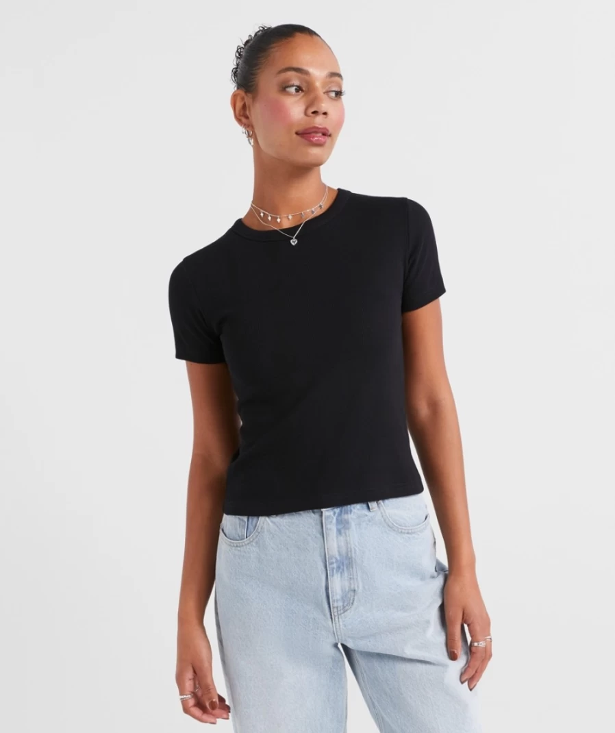 Sportsgirl Women's Australian Cotton Ribbed Baby Tee