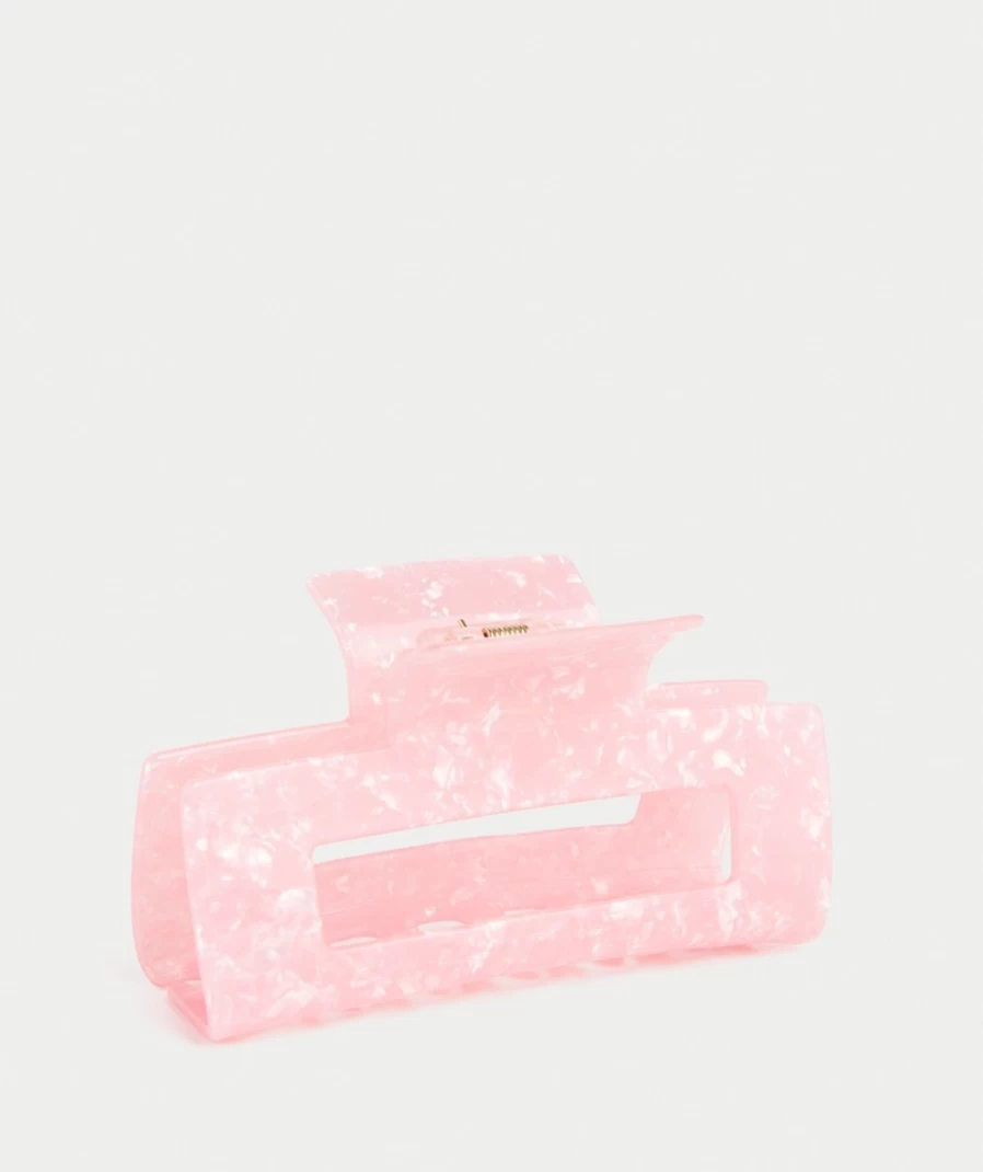 Sportsgirl Pink Marble Hair Claw for Women - Large Rectangle Hair Clip