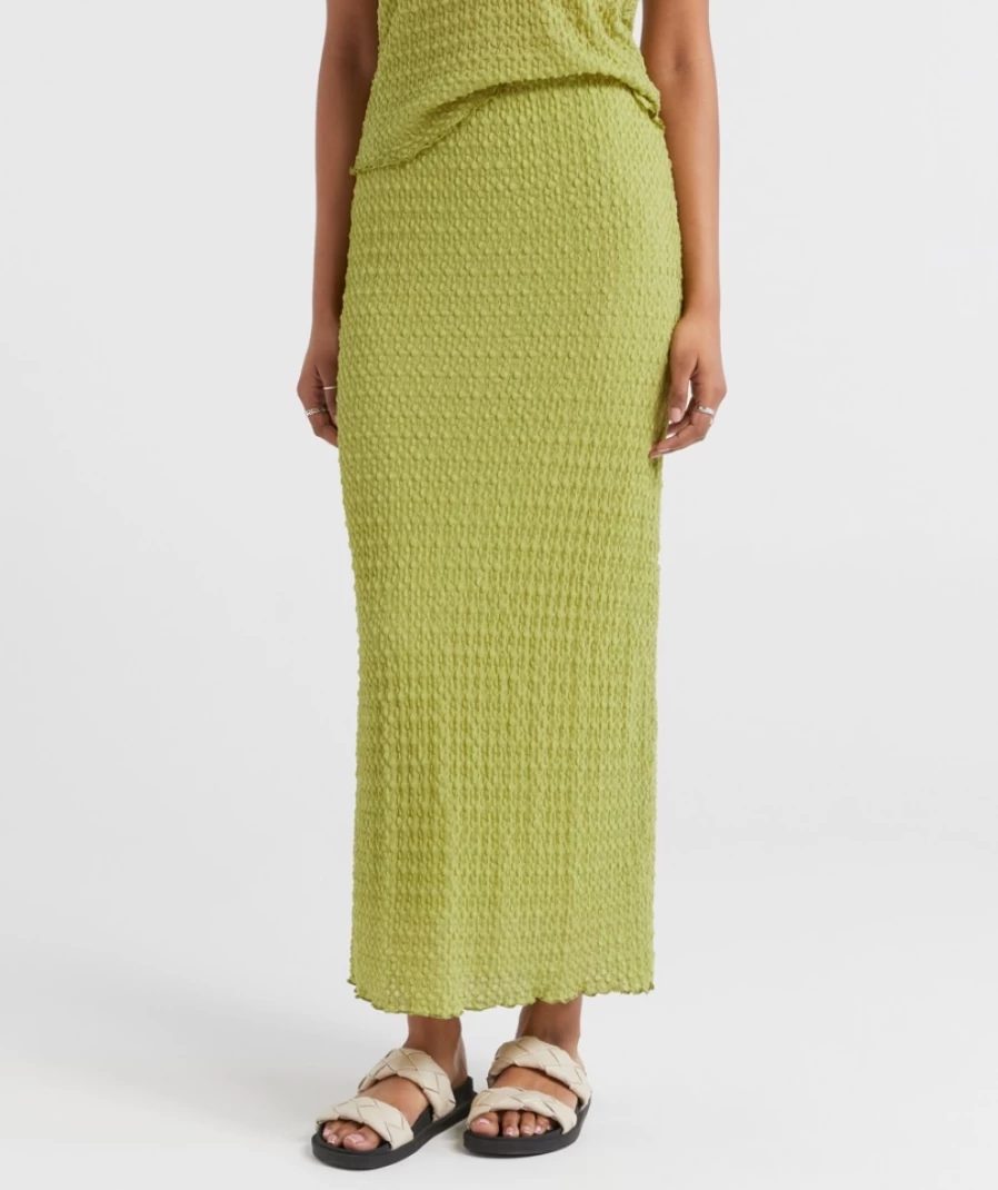 Sportsgirl Women's Green Quinnie Textured Mesh Maxi Skirt - Boho Chic Long Skirt for Women