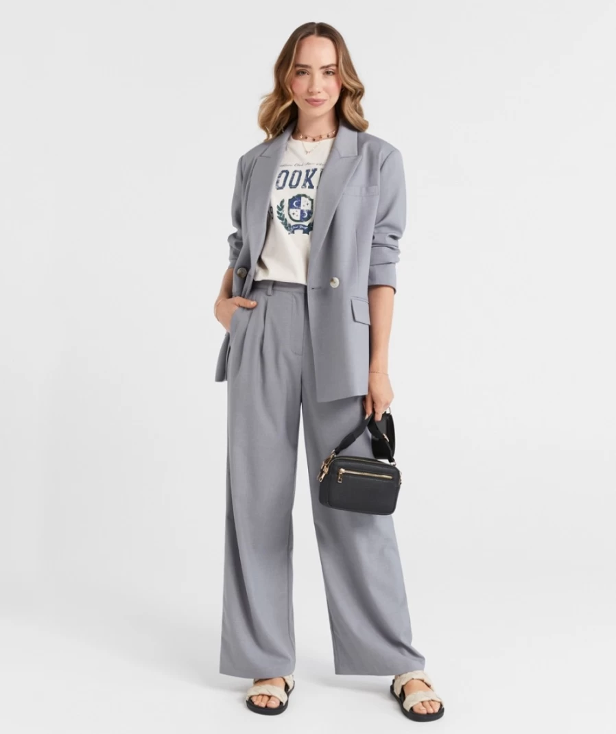 "Sportsgirl Women's Grey Hailey Boxy Blazer Jacket"