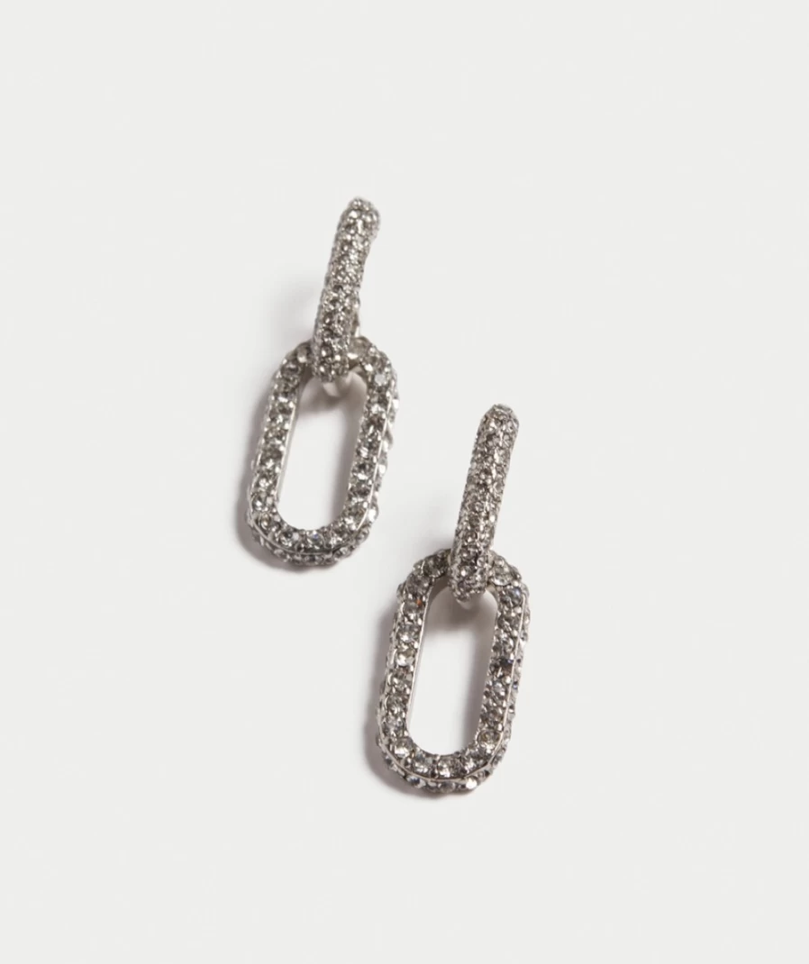 "Sportsgirl Women's Rhodium Rhinestone Hoop Drop Earrings – Elegant Dangling Jewelry"