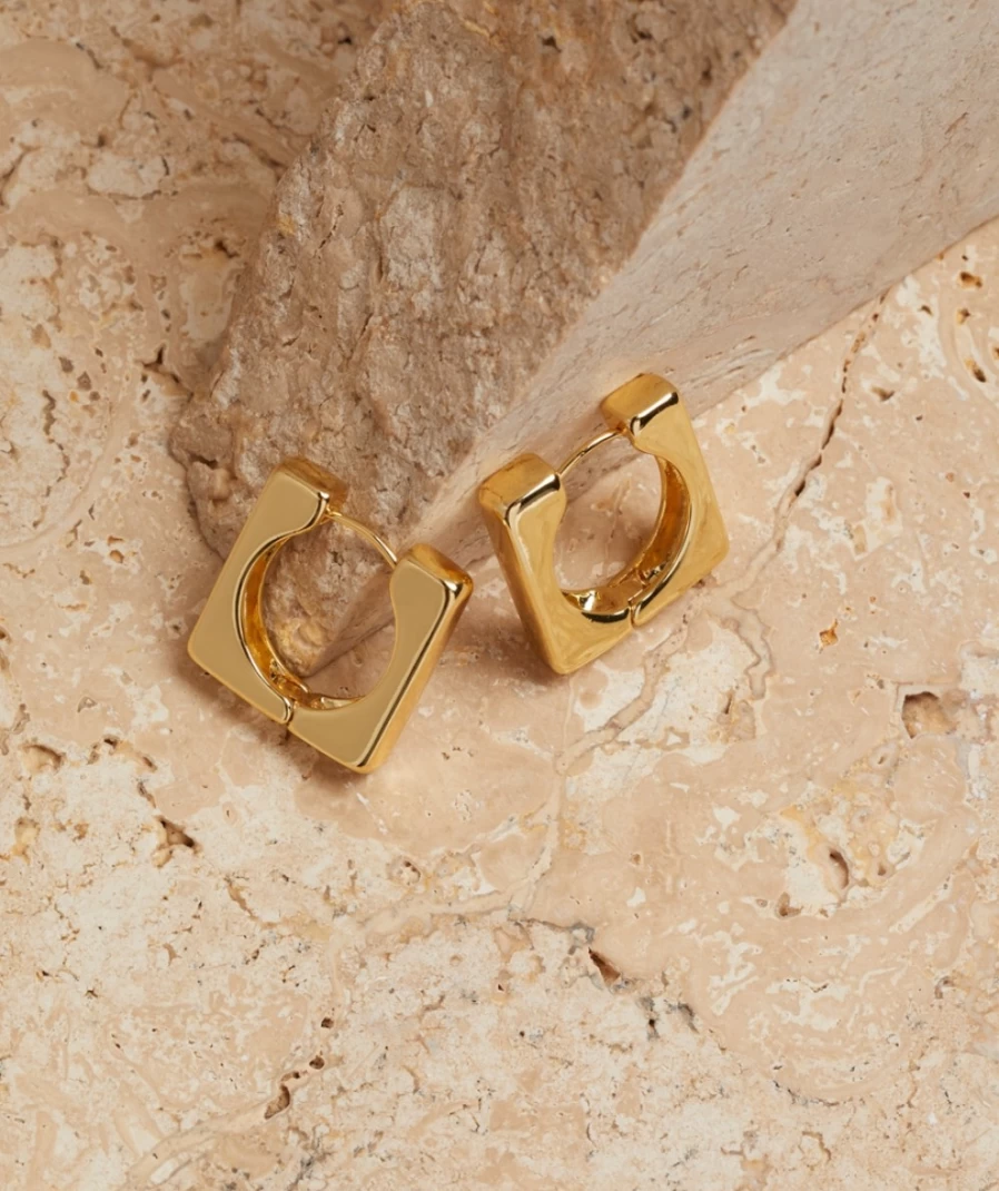 Sportsgirl Gold Plated Square Hoop Earrings for Women