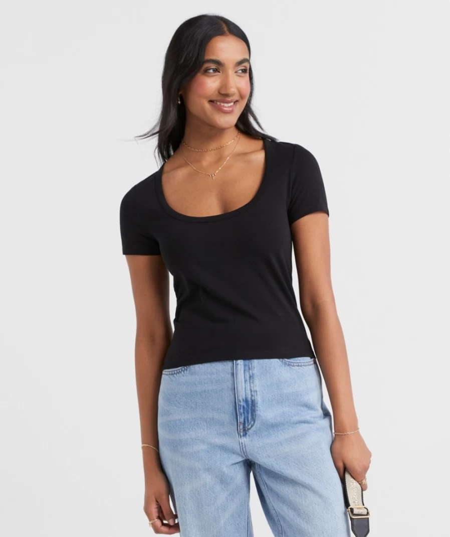 "Sportsgirl Women's Australian Cotton Scoop Neck T-Shirt"