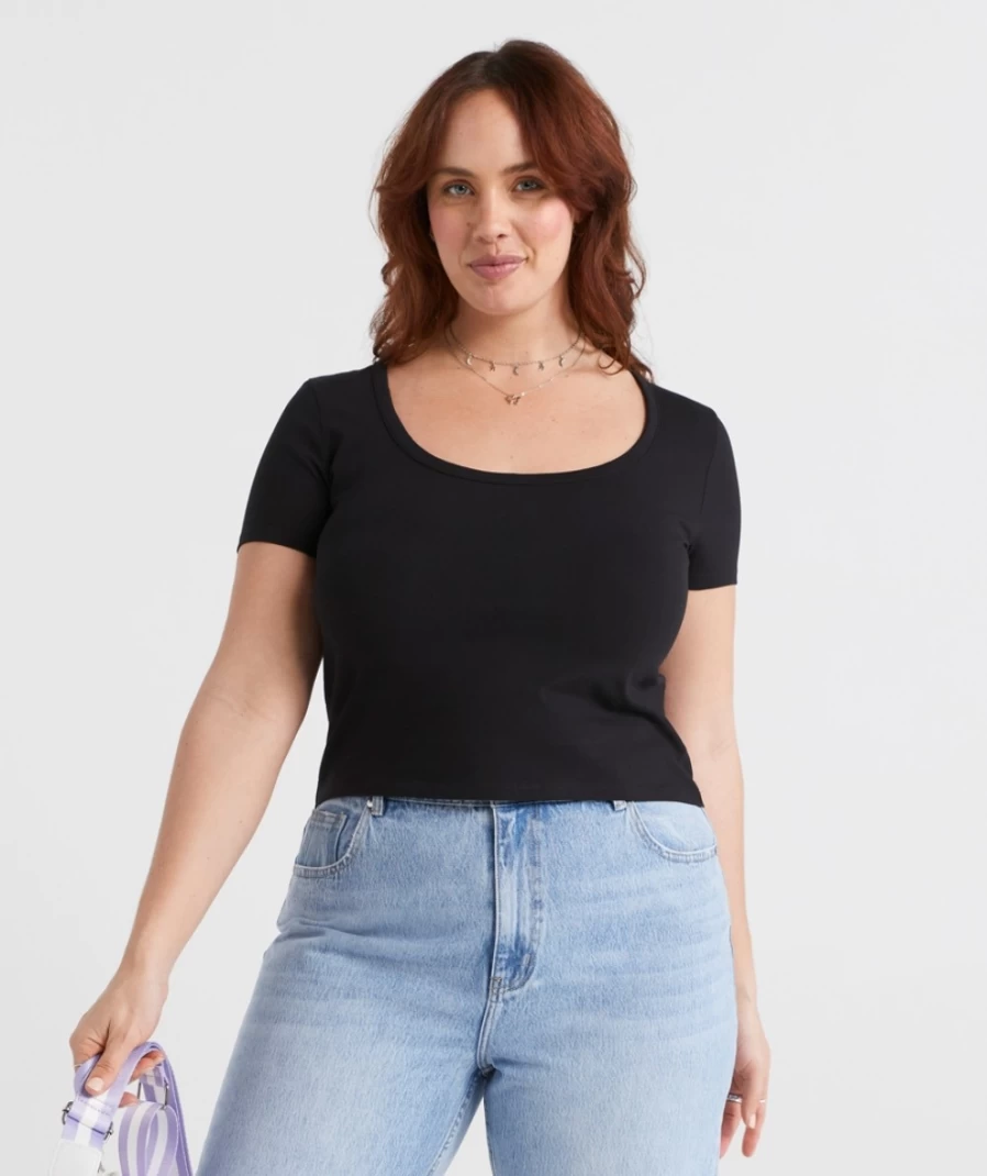 "Sportsgirl Women's Australian Cotton Scoop Neck T-Shirt"