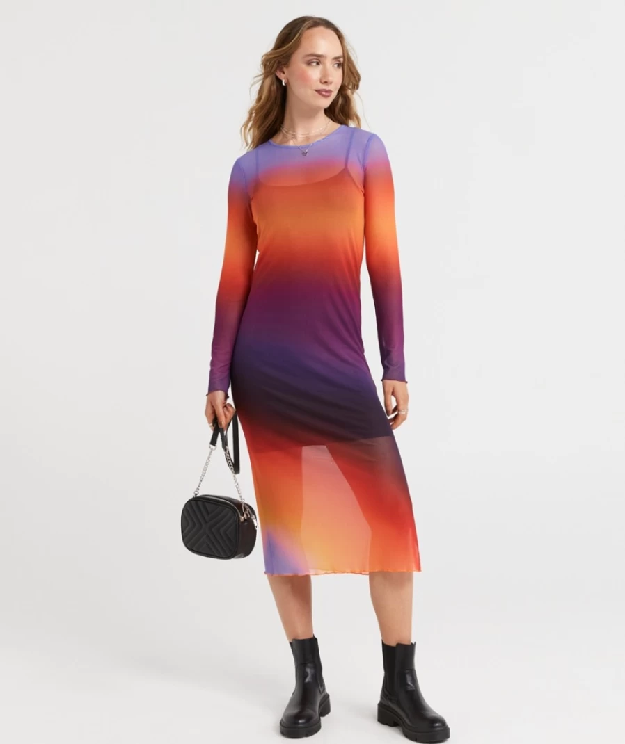 Sportsgirl Women's Print Penny Mesh Midi Dress - Floral Summer Casual Dress