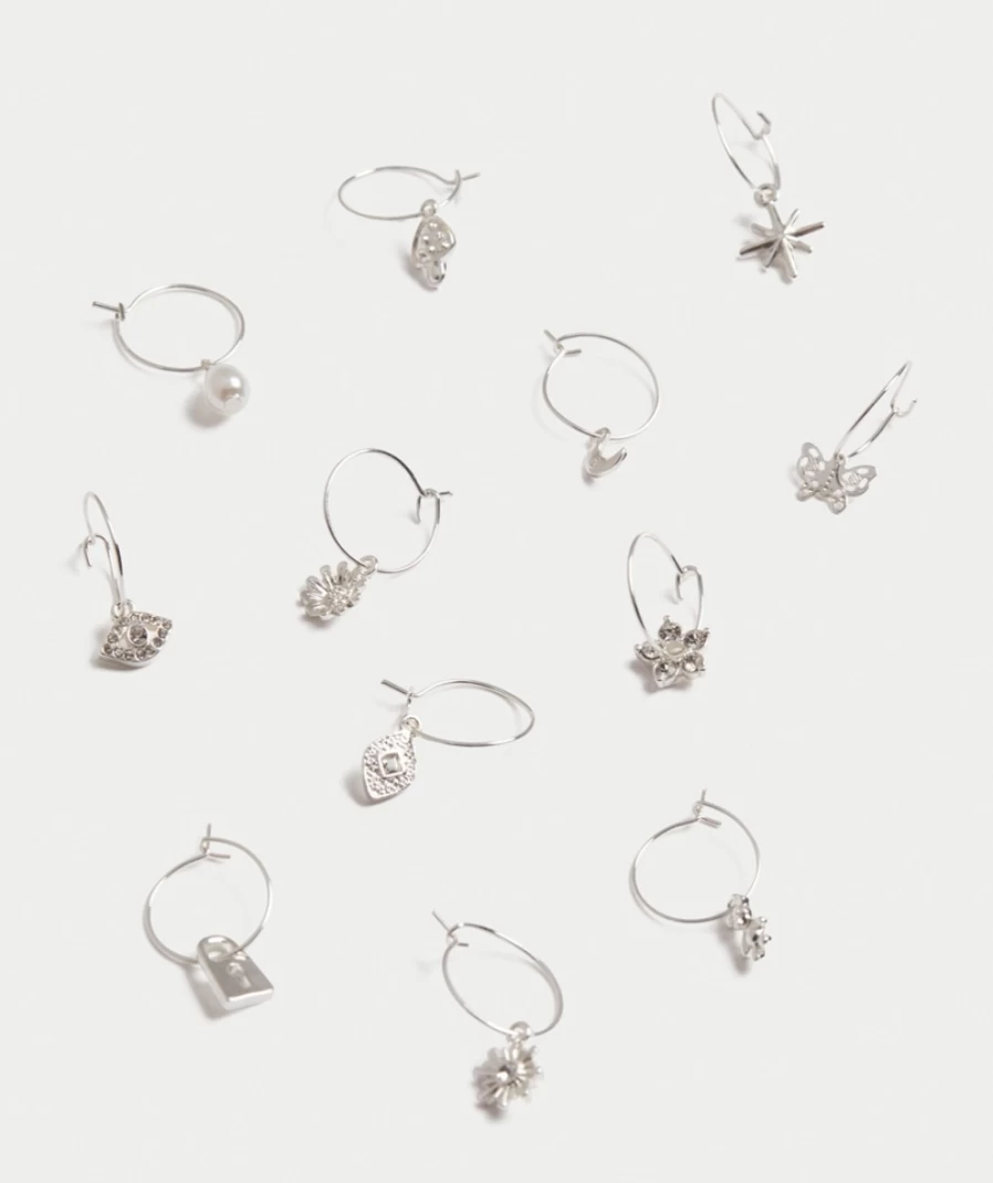 Sportsgirl Silver Celestial Hoop Earrings for Women - Pack of Stylish Starry Sky Earrings