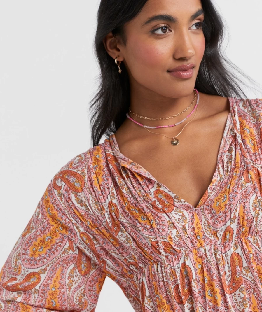 Sportsgirl Women's Paisley Print Tie Front Blouse - Naya Stylish Top
