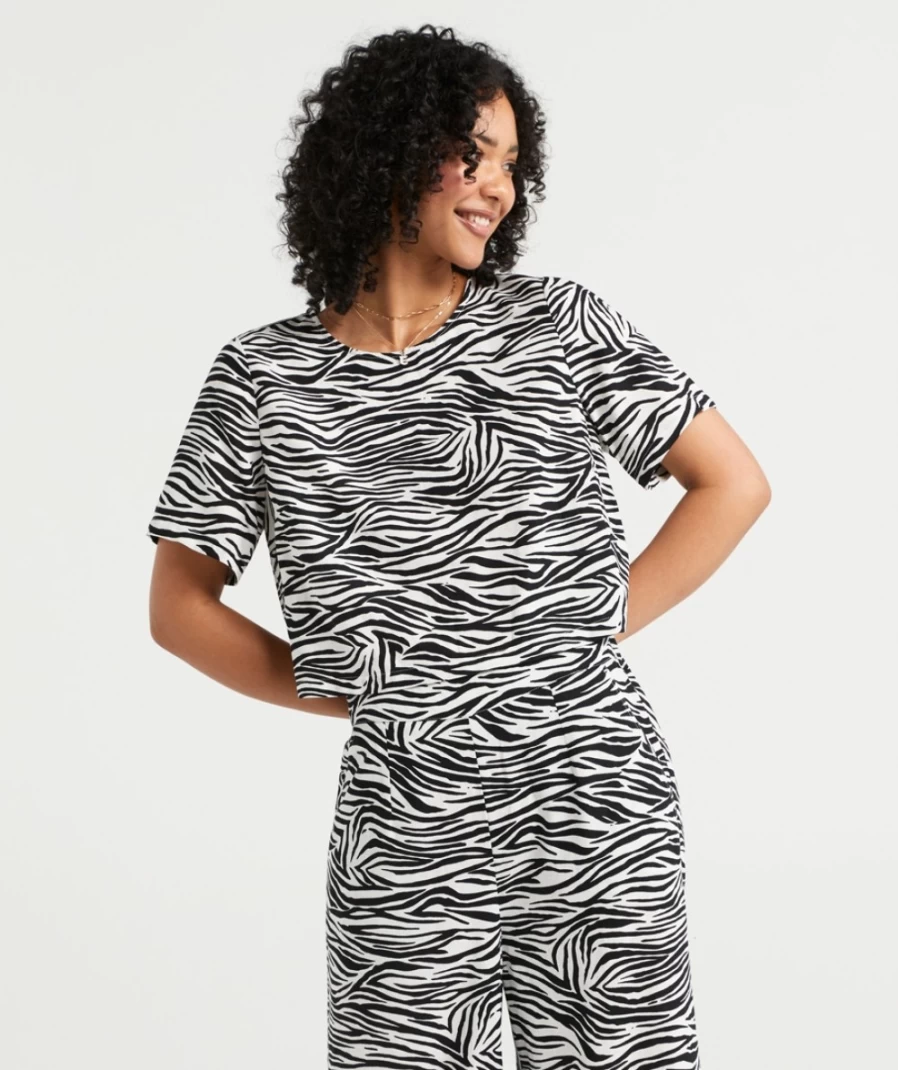"Sportsgirl Women's European Linen Blend Printed T-Shirt"