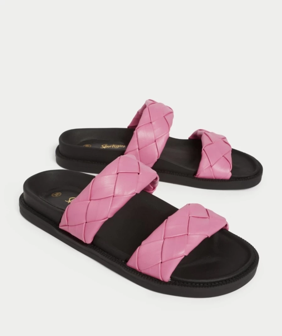 Sportsgirl Women's Pink Woven Slide Sandals - Parker Style Comfort Footwear
