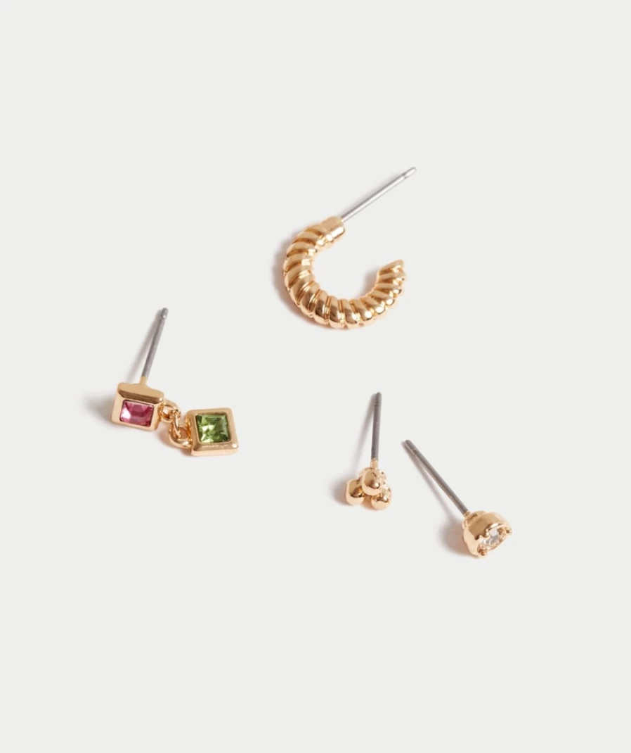 Sportsgirl Gold Plated Gemstone Earrings for Women - Elegant Hoop & Stud Pack