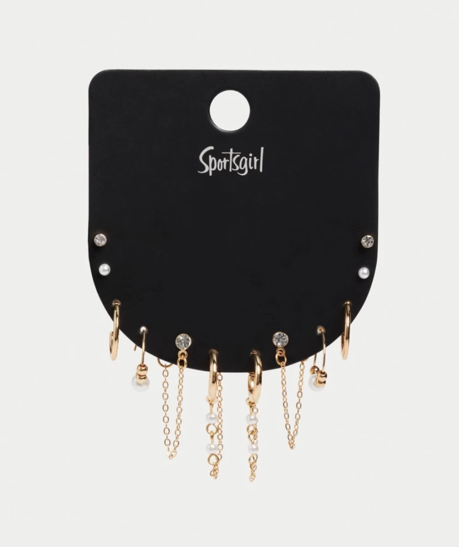 "Sportsgirl Women's Gold Pearl Hoop Earrings – Elegant Dainty Hoop Earring Pack"