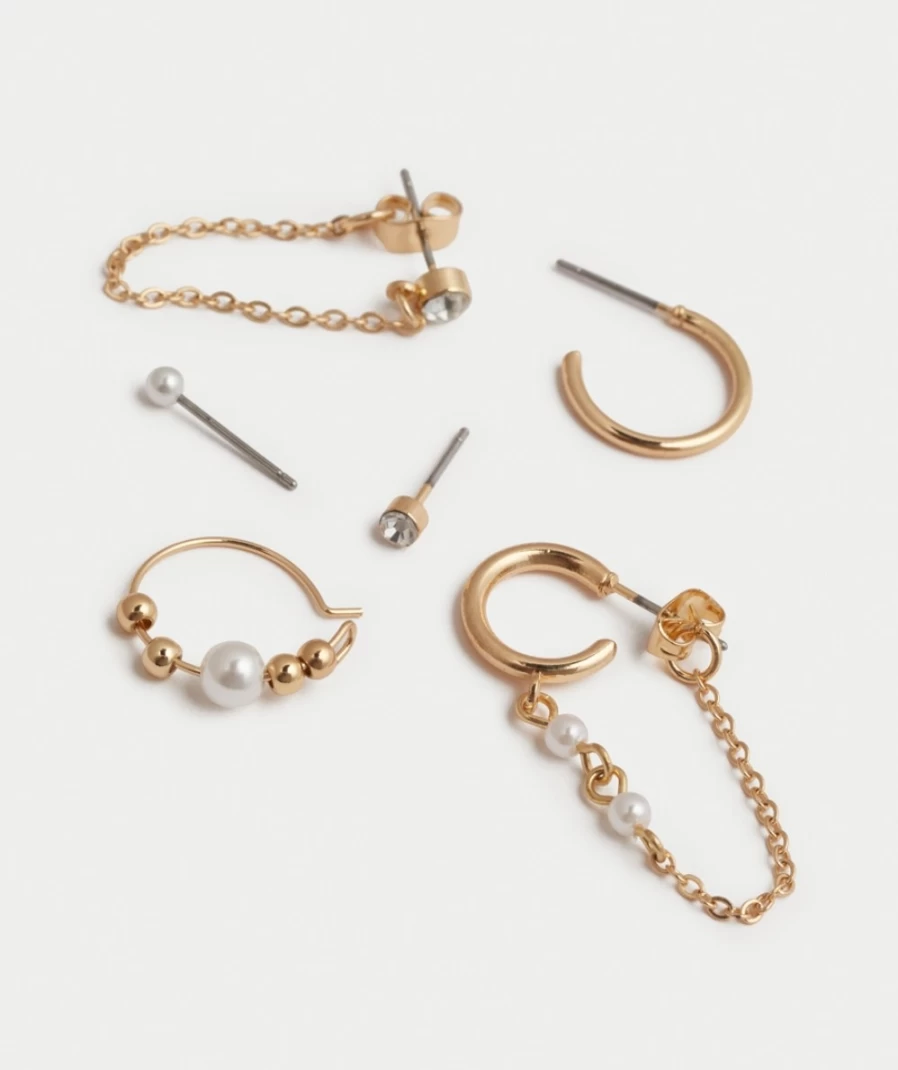 "Sportsgirl Women's Gold Pearl Hoop Earrings – Elegant Dainty Hoop Earring Pack"