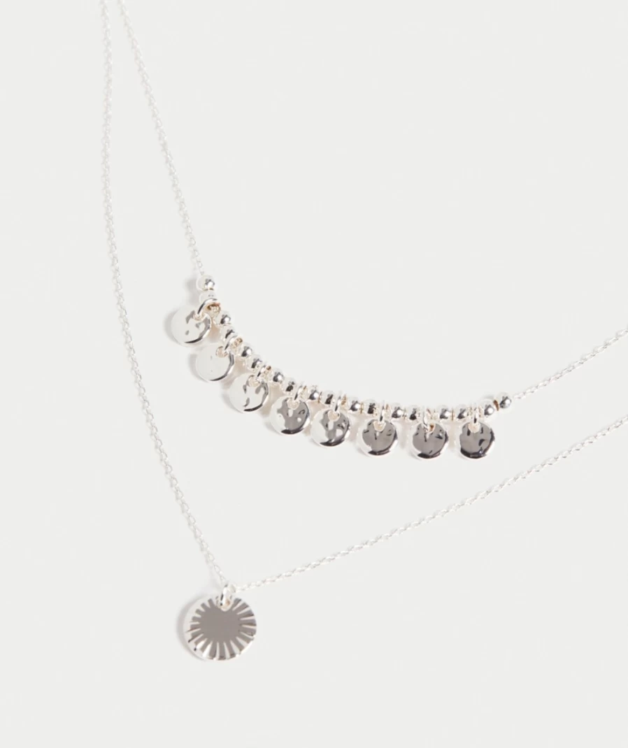 Women's Silver Mini Disc Necklace - Stylish Layered Pendant Chain by Sportsgirl