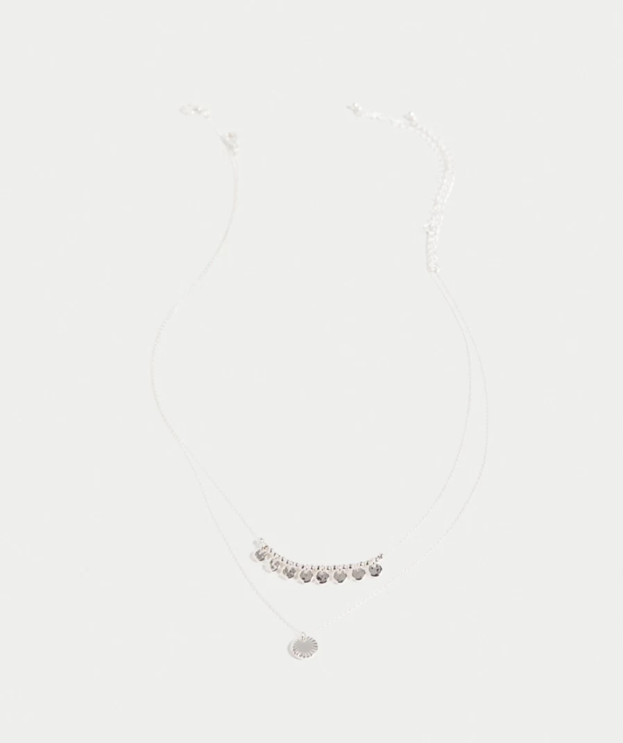 Women's Silver Mini Disc Necklace - Stylish Layered Pendant Chain by Sportsgirl
