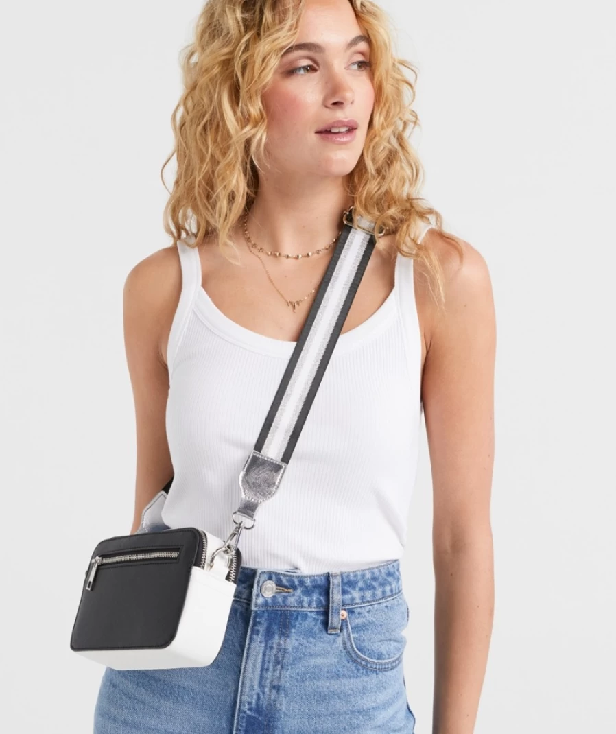 Sportsgirl Women's Black & White Dillon Spliced Crossbody Camera Bag