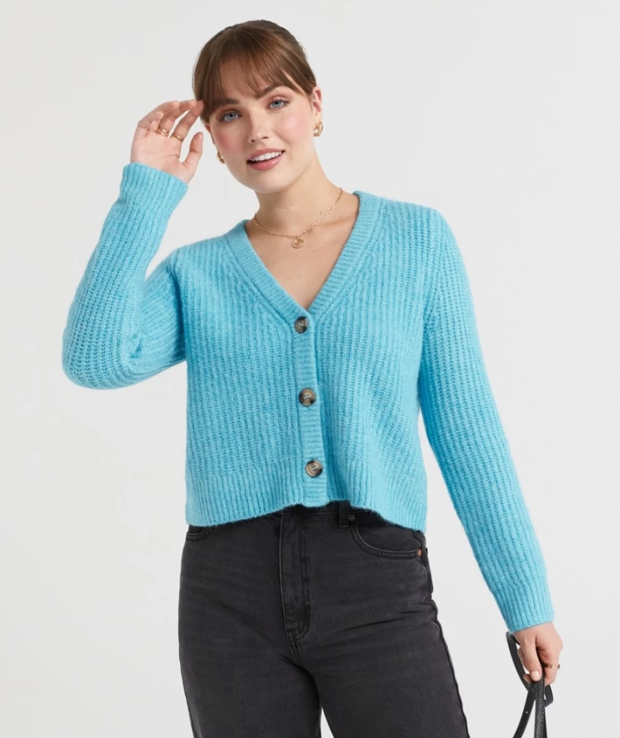 "Sportsgirl Women's Lola Fluffy Knit Cardigan - Cozy Chunky Knit Sweater"