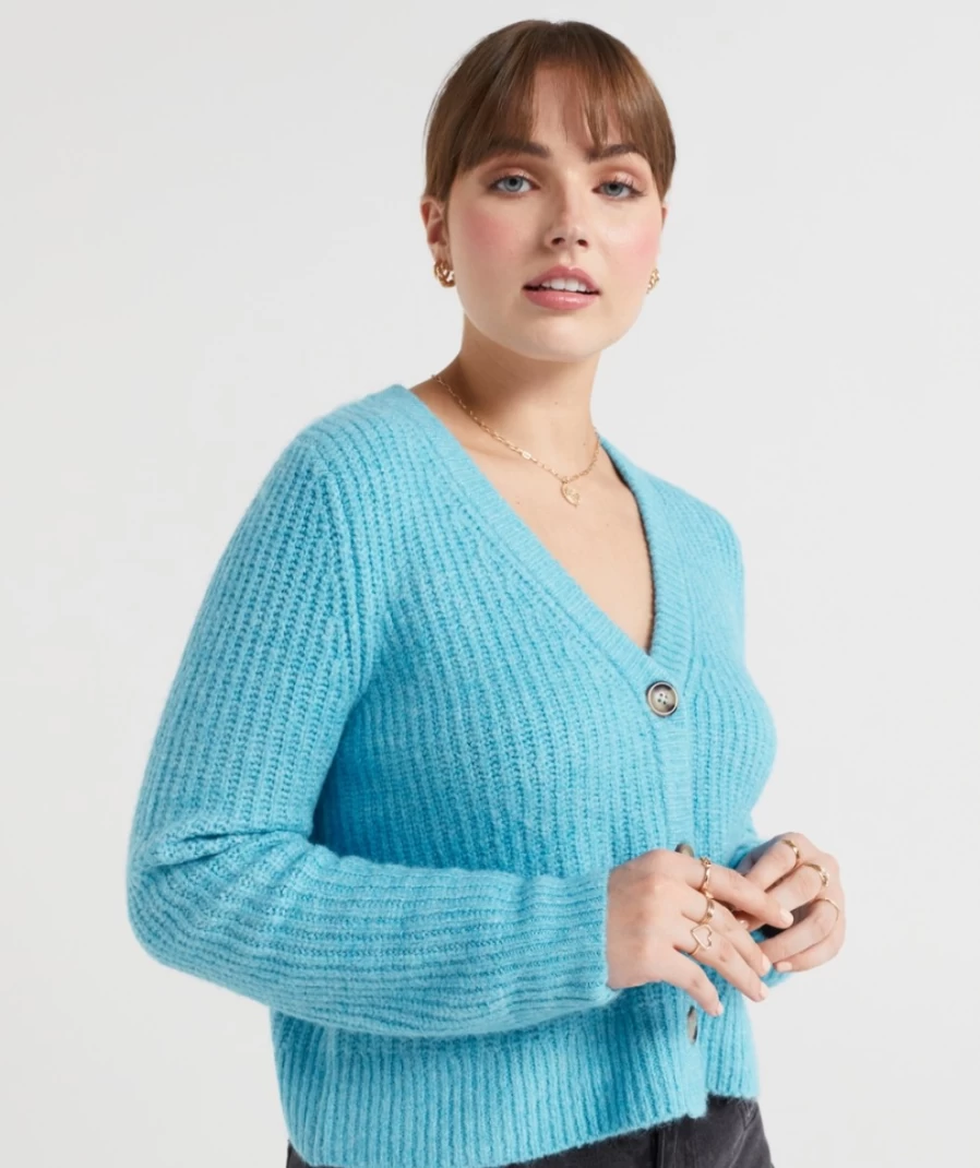 "Sportsgirl Women's Lola Fluffy Knit Cardigan - Cozy Chunky Knit Sweater"