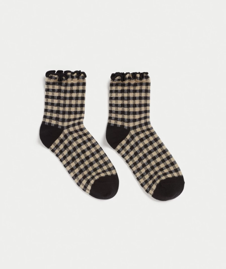 Women's Black Gingham Check Frill Socks by Sportsgirl - Stylish & Comfortable