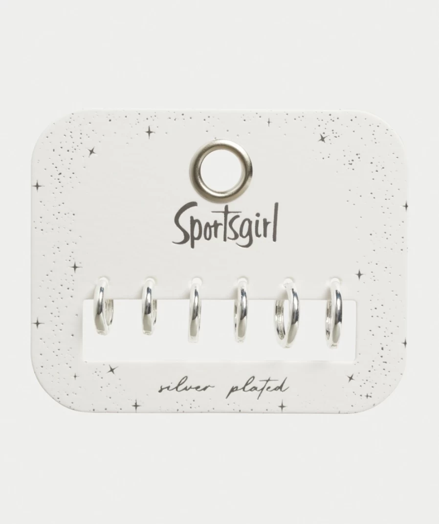 Sportsgirl Women's Silver Plated Mini Hoop Earrings Pack