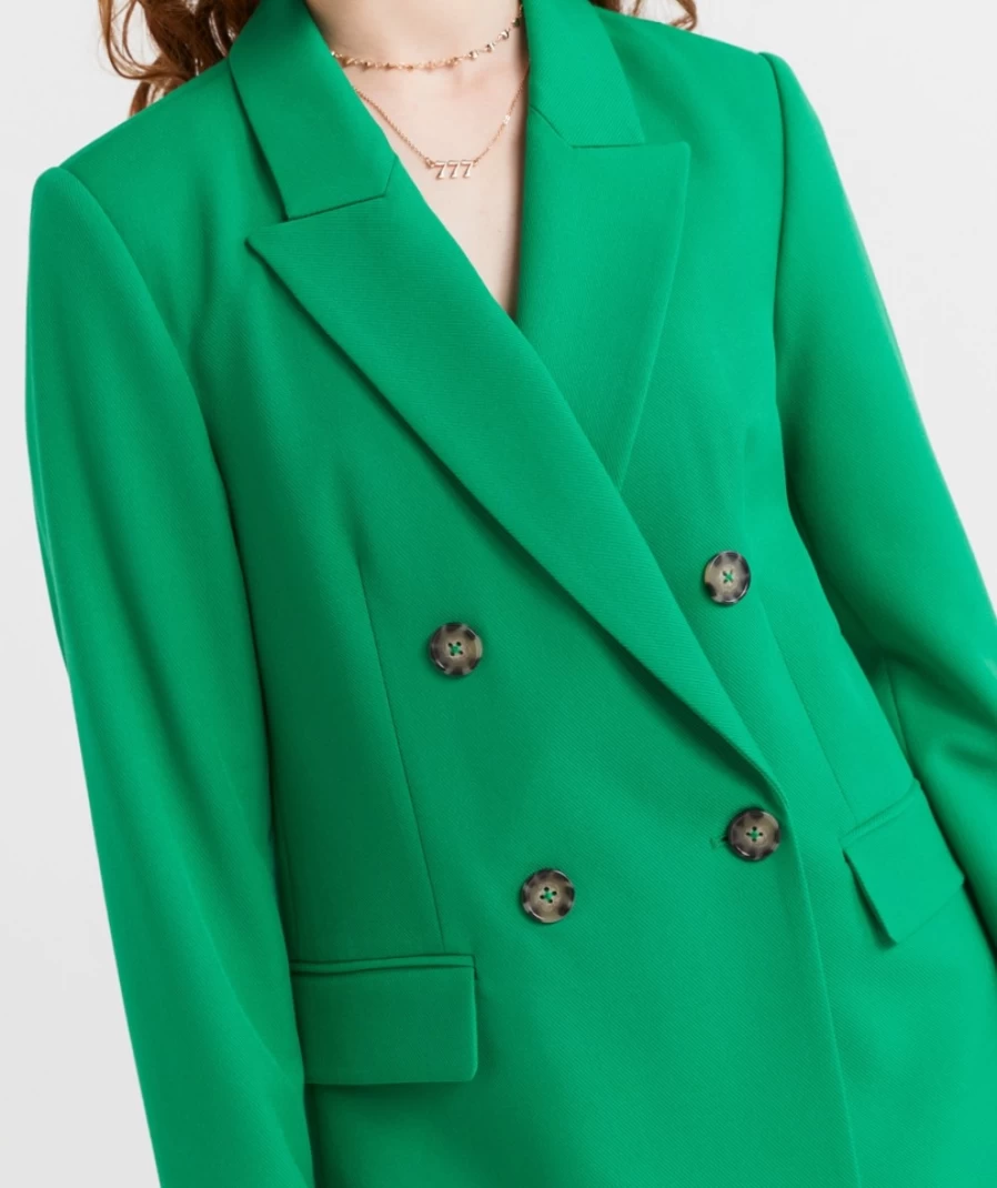 Sportsgirl Women's Green Kaia Double Breasted Blazer Coat