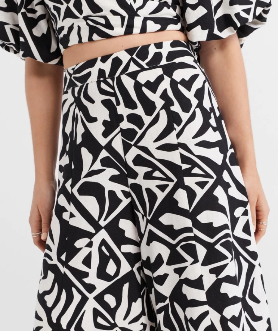 Sportsgirl Women's Geo Printed Linen Blend Palazzo Pants - Comfortable & Stylish High-Waisted Trousers