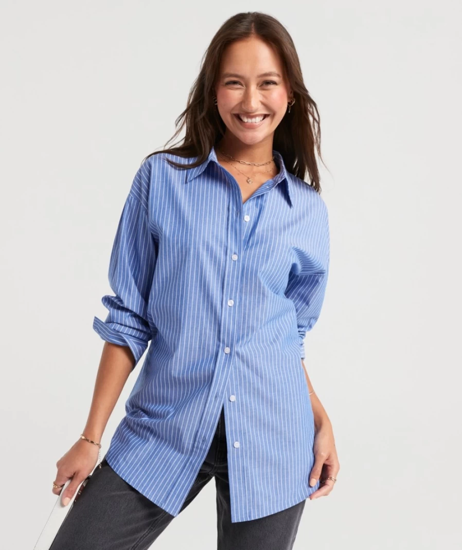 Sportsgirl Women's Parker Cotton Striped Shirt - Classic Casual Top