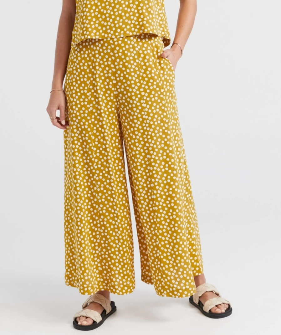 "Sportsgirl Women's Printed Wide Leg Culotte Pants - Stylish High Waist Flowy Trousers"