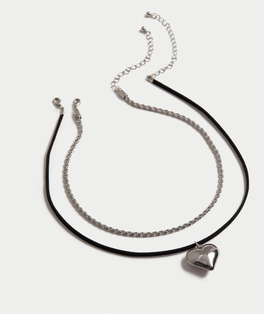 Sportsgirl Women's Rhodium Heart Rope Necklace Pack - Elegant Jewelry Gift for Her
