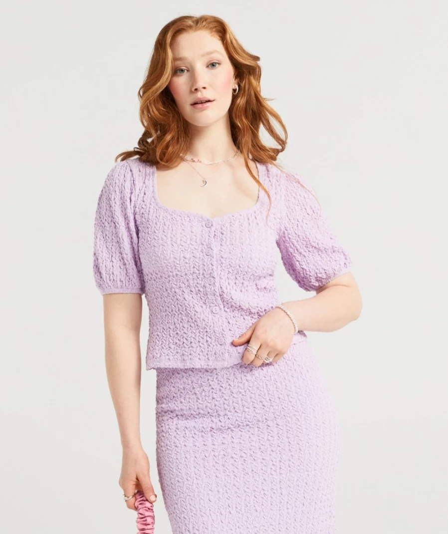 Sportsgirl Women's Lilac Textured Top | Ren Style Casual Blouse