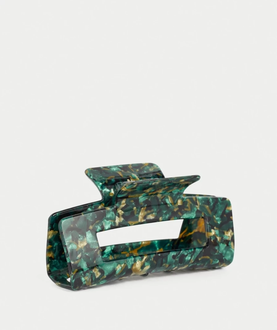 Sportsgirl Women's Green Marbled Rectangle Claw Hair Clip