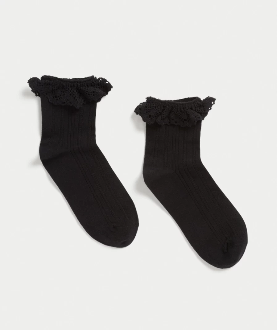 "Sportsgirl Women's Black Crochet Socks – Handmade Comfort & Style"