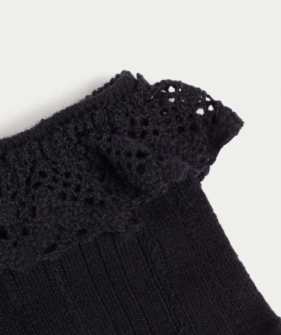 "Sportsgirl Women's Black Crochet Socks – Handmade Comfort & Style"